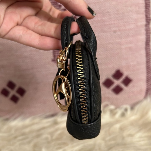 NEW Mini Purse Bag Charm Keychain Micro Pouch Bag Cles Compact Mini Wallet Black - Picture 7 of 11